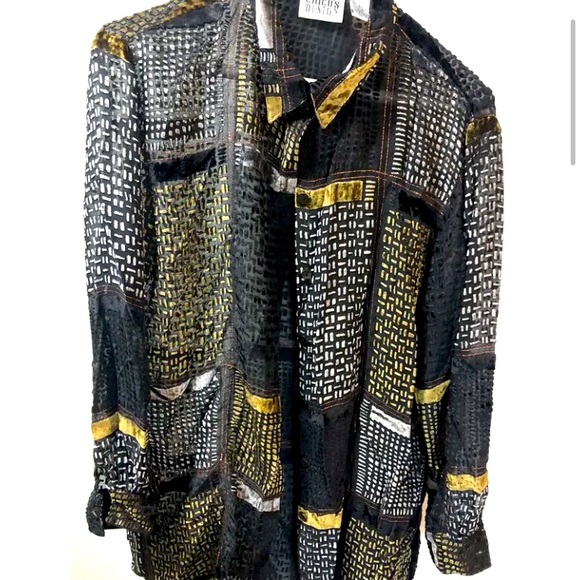Chico's Tops - CHICOS Black & Brown Fancy Blouse